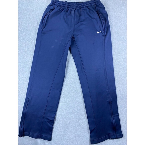 VTG Nike Fit Dry Track Pants Women Large Blue Straight Leg Elastic Waist Pull On - Picture 1 of 10
